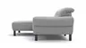 Ecksofa David - Longchair links mit 1,5-Sitzer inkl. Kopfstütze/Armlehne verstellbar, Stoff, Hellgrau