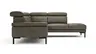 Ecksofa Hudson - 2,5-Sitzer mit Ecke rechts, inkl. Kopfteil verstellbar, Leder, Braungrün