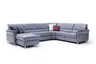 Wohnlandschaft - Longchair links mit 2,5-Sitzer und Ecke rechts, Leder, Granit