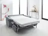 Schlafsofa - 2,5-Sitzer mit Schlaffunktion, Kopfteilverstellung, Stoff, Blaugrau