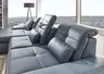 Ecksofa - Longchair links mit 3-Sitzer inkl. Sitztiefenverstellung, Leder, Graublau