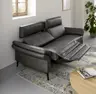 Sofa Atella - 3-Sitzer inkl. motorischer Relax- und Kopfteilverstellung, Leder, Anthrazit