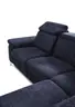 Wohnlandschaft - Ecke links mit 2-Sitzer und Longchair, Stoff, Dunkelblau