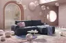 Ecksofa - 2-Sitzer mit Longchair rechts, Stoff, Dunkelblau