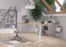 Schreibtisch GELI - höhenverstellbar, LB ca. 180x80 cm, Eiche Nachbildung, Weiß