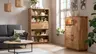 Highboard Oreia - mit LED-Beleuchtung, Wildeiche massiv, natur geölt