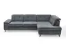 Ecksofa - 3-Sitzer mit Ecke rechts, Sitztiefe verstellbar (manuell), Leder, Eisengrau