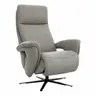 Sessel Tulsa Relax - Größe L, inkl. Kopf-/Fußteil/Rückenlehne verstellbar, Leder, Graubeige