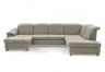 Wohnlandschaft - Longchair links mit 2,5-Sitzer und Ecke rechts, Kopfteil verstellbar, Stoff, Platin