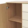 Kommode Lenoso - Eiche massiv, Glas Champagner