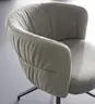 Armlehnstuhl Milana - drehbar, Leder Grau, Stoff Graubraun