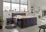 Boxspringbett HOLLIE- Liegefläche ca. 180x200 cm, Stoff, Schlamm, Bonell, Inkl. Topper