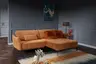Ecksofa - 1-Sitzer mit Longchair rechts, Kopfteil verstellbar, Stoff, Curry
