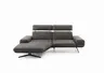 Ecksofa - Longchair links mit 1-Sitzer, Kopfstütze/Rückenlehne verstellbar, Stoff, Anthrazit