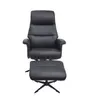 TV-Sessel MENNIS mit Hocker - drehbar, Relaxfunktion, Kopfteilverstellung, Leder, Schwarz