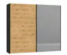 Schwebetürenschrank JOIN IT- B ca. 252 cm., Schwarz, Eiche, Furniert, Spiegel, Dunkel