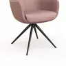 Armlehnstuhl Mis - Leder, Mauve, Gestell, Schwarz