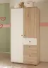 Drehtürenschrank- B ca. 90 cm, Eiche Dekor, Weiß