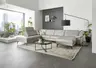 Wohnlandschaft - Ecke links mit 2,5-Sitzer und Longchair rechts, Kopfteil verstellbar, Leder, Alufarben