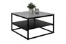 Couchtisch - LB ca. 70x70 cm, Marmoroptik grau, Schwarz