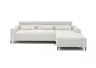 Ecksofa - 2-Sitzer mit Longchair rechts, Sitztiefe verstellbar motorisch/Kopfteil verstellbar, Stoff, Creme