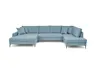 Wohnlandschaft - Longchair links, 2-Sitzer, Ecke rechts, Stoff, Petrol