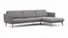 Ecksofa Estrela - 2,5-Sitzer mit Longchair rechts inkl. Rücken-/Armlehnen- und Sitztiefenverstellung, Stoff, Grau