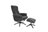TV-Sessel MORTON mit Hocker - drehbar, Relaxfunktion, Stoff, Grau