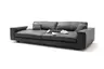 Sofa Aprino 1 - 4-Sitzer XXL, Leder, Schwarz, Armlehne Block