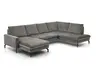 Wohnlandschaft - Longchair links, 2,5-Sitzer, Ecke rechts, Velour, Silbergrau