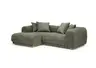 Ecksofa - Longchair links mit 2-Sitzer, Stoff, Grün
