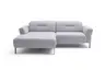 Ecksofa David - Longchair links mit 1,5-Sitzer inkl. Kopfstütze/Armlehne verstellbar, Stoff, Hellgrau