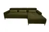Ecksofa - 2-Sitzer mit Longchair rechts, Sitztiefe verstellbar motorisch/Kopfteil verstellbar, Stoff, Dunkelgrün