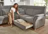 Ecksofa - 3-Sitzer mit Ecke rechts, Schlaffunktion mit Bettkasten, Stoff, Grau