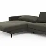 Ecksofa Oviedo - Longchair links mit 1,5-Sitzer inkl. Relaxfunktion (motorisch), Stoff, Braungrün