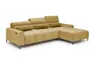 Ecksofa - 2-Sitzer mit Longchair rechts, Sitztiefe verstellbar motorisch/Kopfteil verstellbar, Stoff, Senfgelb