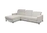 Ecksofa - CALM FLEX 2.0, Longchair links mit 3-Sitzer, Kopfteil verstellbar, Stoff, Hellgrau