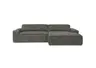 Ecksofa - 2-Sitzer mit Longchair rechts, Sitzvorzug motorisch, Stoff, Steingrau