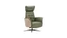 Drehsessel Aberdeen - Größe M, inkl. Relaxfunktion, Holzblende furniert, Nussbaum, Leder, Moos