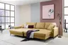 Ecksofa - Longchair links mit 3-Sitzer, Schlaffunktion, Stoff, Senfgelb