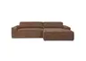 Ecksofa - 2-Sitzer mit Longchair rechts, Sitzvorzug motorisch, Stoff, Rostbraun