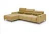 Ecksofa - Longchair links mit 2-Sizer, Sitztiefe verstellbar motorisch/Kopfteil verstellbar, Stoff, Senfgelb