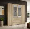 Drehtürenschrank- B ca. 180 cm, Eiche Dekor, Spiegel