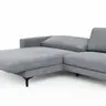Ecksofa Oviedo - Longchair links mit 1,5-Sitzer inkl. Relaxfunktion (motorisch), Stoff, Grau