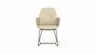 Armlehnstuhl Pegara - Leder, Beige, Kufe
