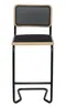 Barhocker - Stoff, Schwarz, Buche natur