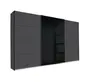 Schwebetürenschrank- B ca. 361 cm, Graumetallic, Glas, Schwarz