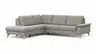 Ecksofa Tulsa KS - 1,5-Sitzer mit Anstellhocker links, Spitzecke und 2,5-Sitzer rechts, Leder, Graubeige