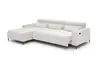 Ecksofa - Longchair links mit 2-Sizer, Sitztiefe verstellbar motorisch/Kopfteil verstellbar, Stoff, Creme