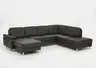 Wohnlandschaft - Longchair links mit 2,5-Sitzer und Ecke rechts,  Leder, Anthrazit